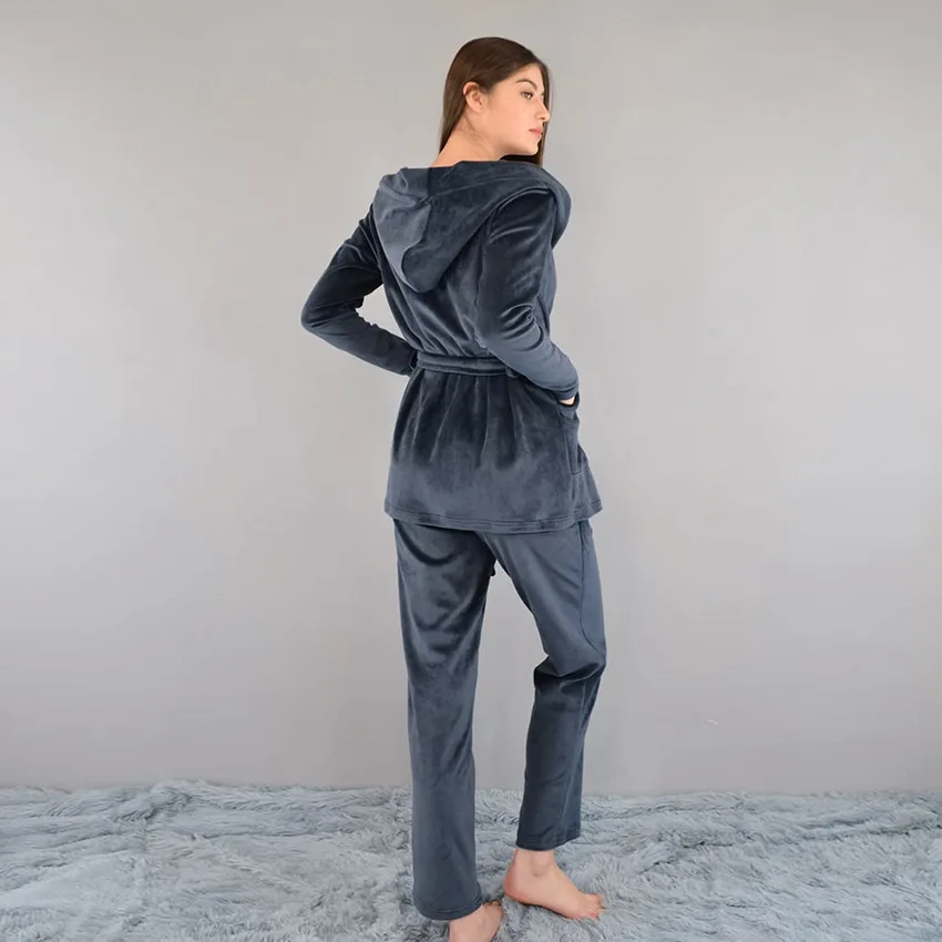 Women's Pajamas Hoodie outfits Pjs Women Set Sleepwearwinter Velvet Sleep Wears For Women 2 Pieces Set Nightwears For Ladies