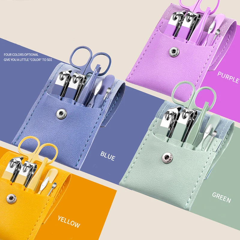 

4Pcs/7Pcs Stainless Steel Nail Art Clipper Cuticle Nipper Scissor Grooming Tools Manicure Set With PU Leather Bag