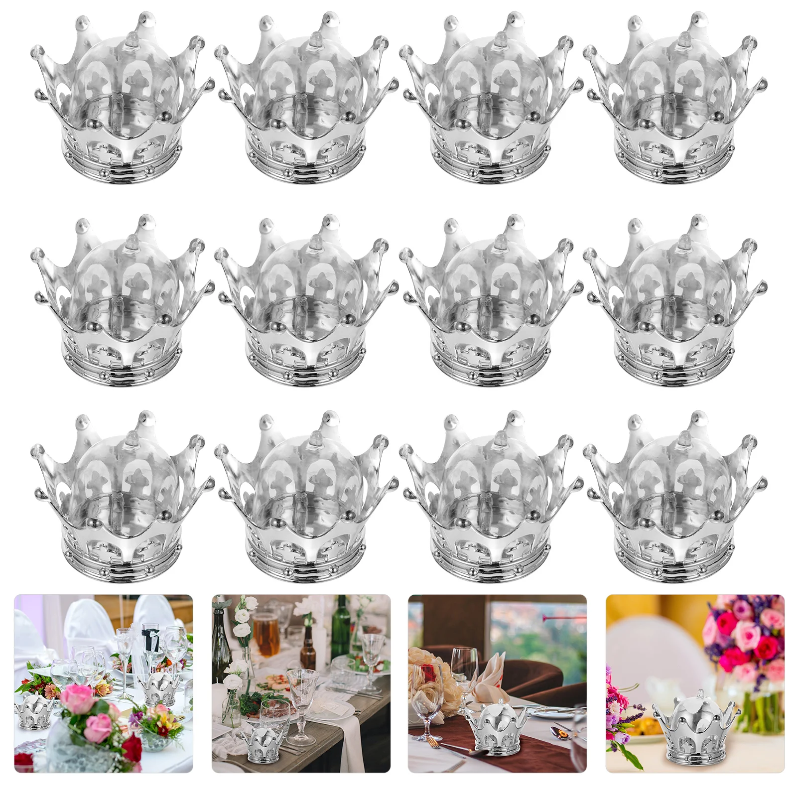 

12Pcs Fillable Crown with Dome Party Favor Decor For Tableationsationses Dessert Chocolate Decor For Tableationsations
