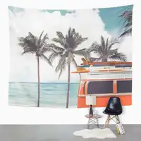 Camper Tapestry Vintage Tropical Tapestry For Bedroom Room Decor Wall Hanging Wall Art Tapestry Picnic Mat Beach Towel Bed Cover