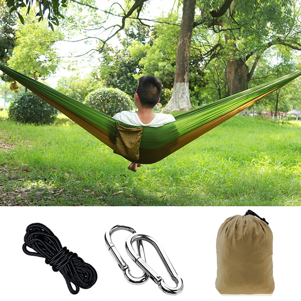 

Hammock Parachute Camping Outdoor Furniture Single Double Person Nylon Sleeping Hanging Bed With Strap Survival Travel Equipment