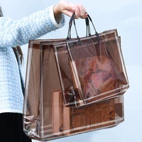 pvc transparent handbag women jewelry toiletries cosmetic storage bag organizer reusable portable shopper bag wholesale
