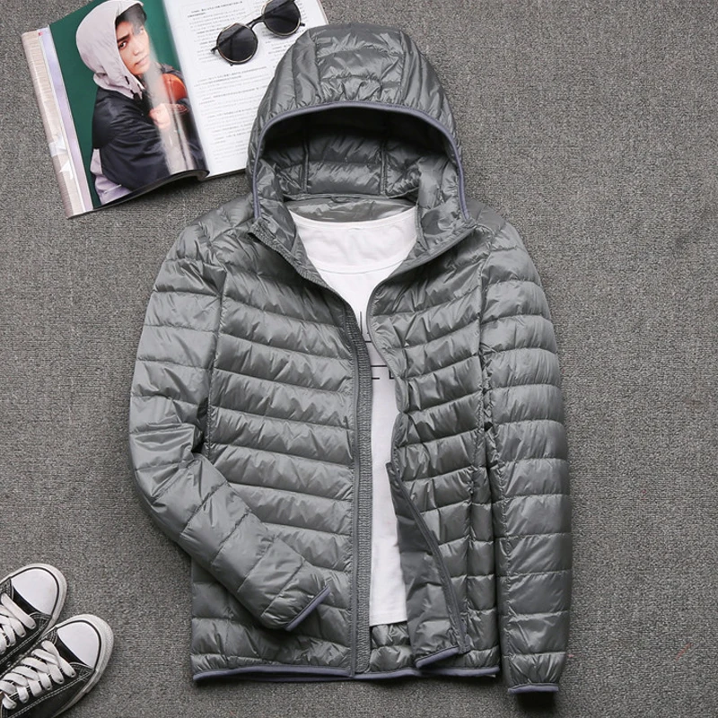 Men Winter Duck Down Coat Ultra Light Hooded Fluffy Down Jackets Male Portable Windproof Warm Parkas Men's Clothing 5xl 6XL