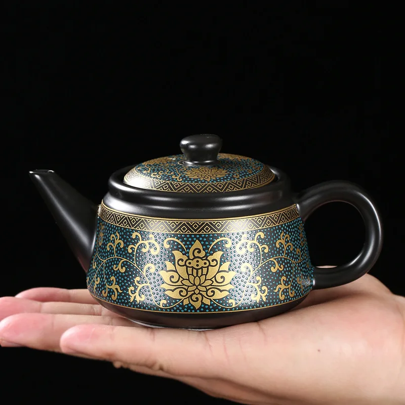 Tea Maker Set Elegant Classical Matte Black Ceramic Tea Ceremony Accessories Puer Services Pot Teaware