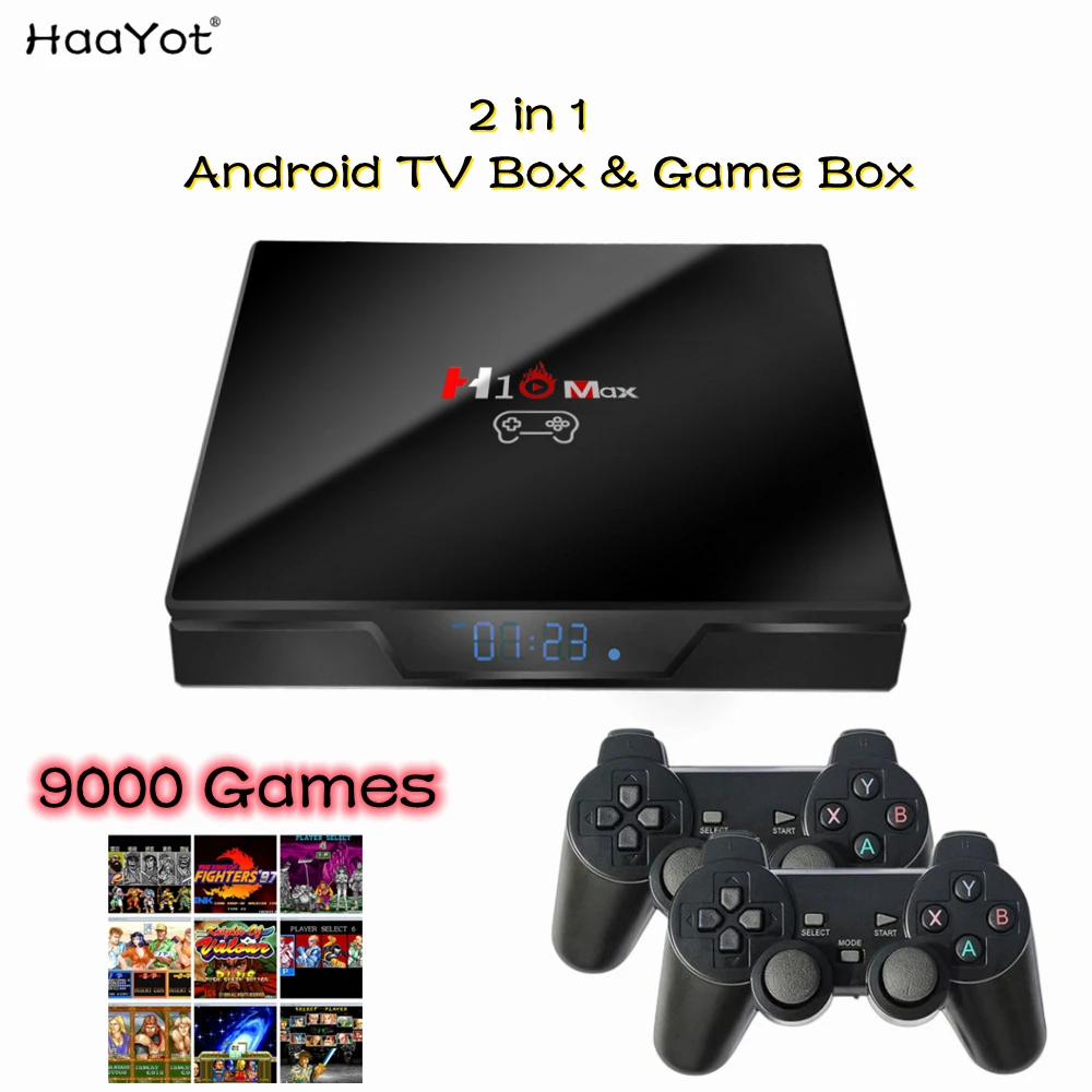 2022 Ретро Игровая приставка и Android Smart TV Box 2 в 1 9000 + игровая с 3D играми Pad 64 128G IP Media Player