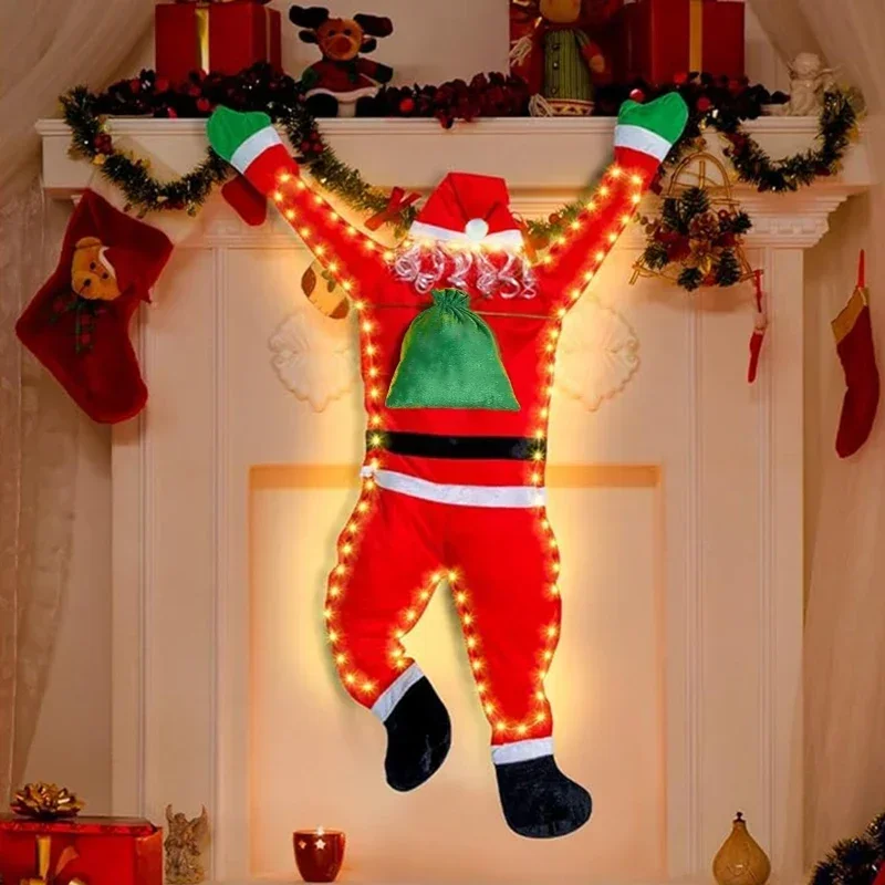 

Санта-Клаус, подъем на стену, окно, Декор, реквизит для дома и улицы, Рождественский Санта-костюм для двери, крыши, балкона, сада, Рождественский Декор