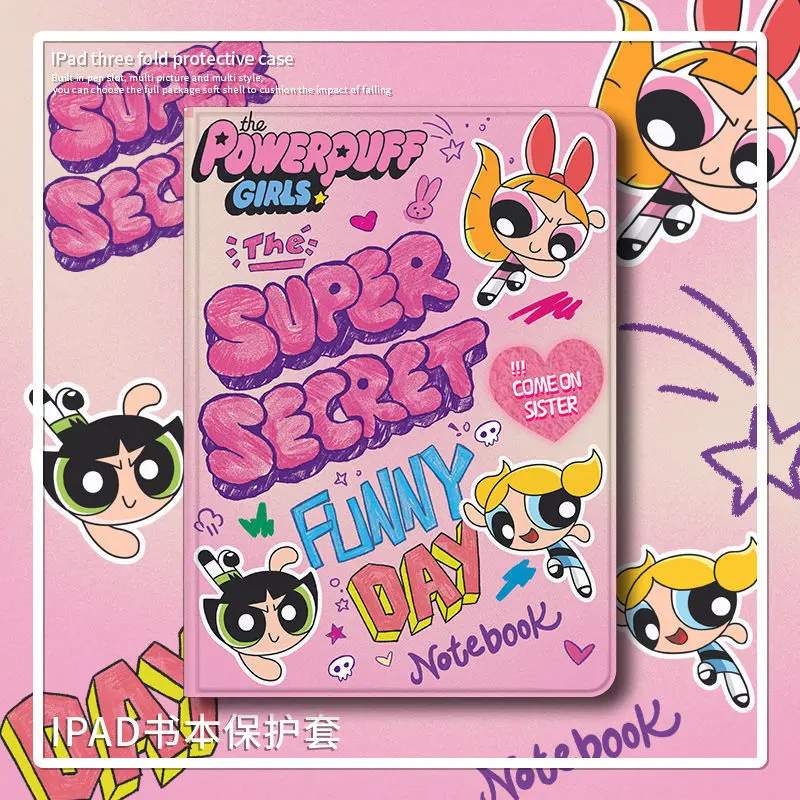 

Bandai The Powerpuff Girls Case for ipad Pro 2021/20/18 11" Foldable Magnetic Cover for iPad Air 5 4 Mini6 Sleep Smart Cover