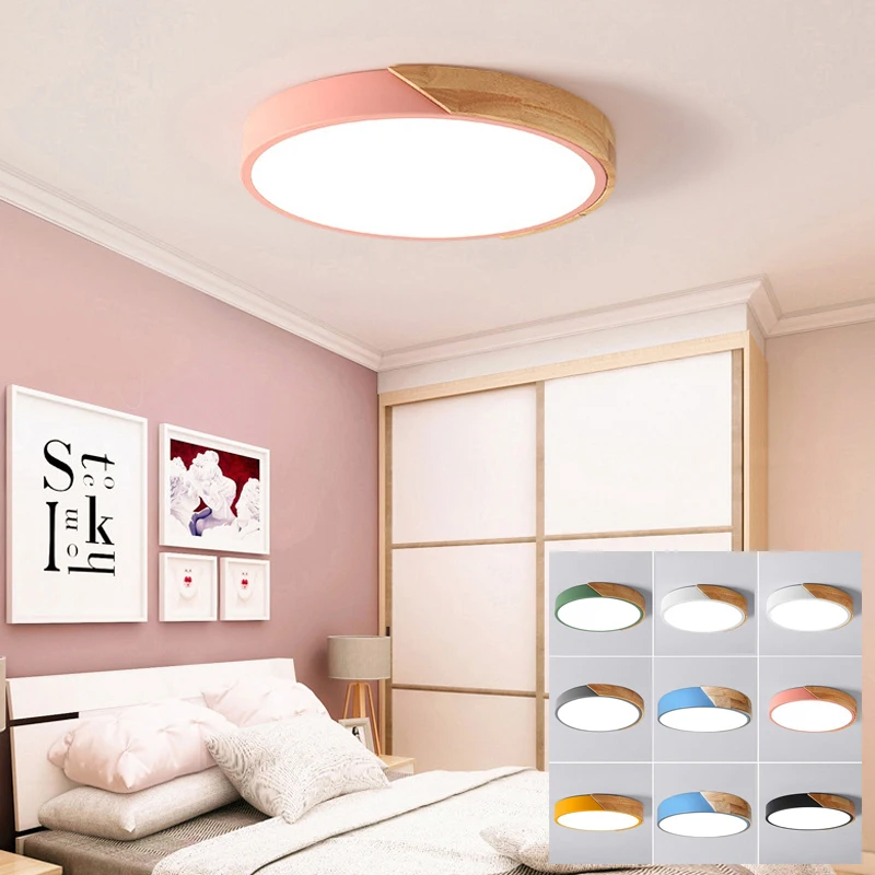 

23cm LED Ceiling Light Bedroom Ultra Thin Lamp Wooden Ceiling Lamp Remote Control Living Room Lighting Kitchen Corridor Balcony