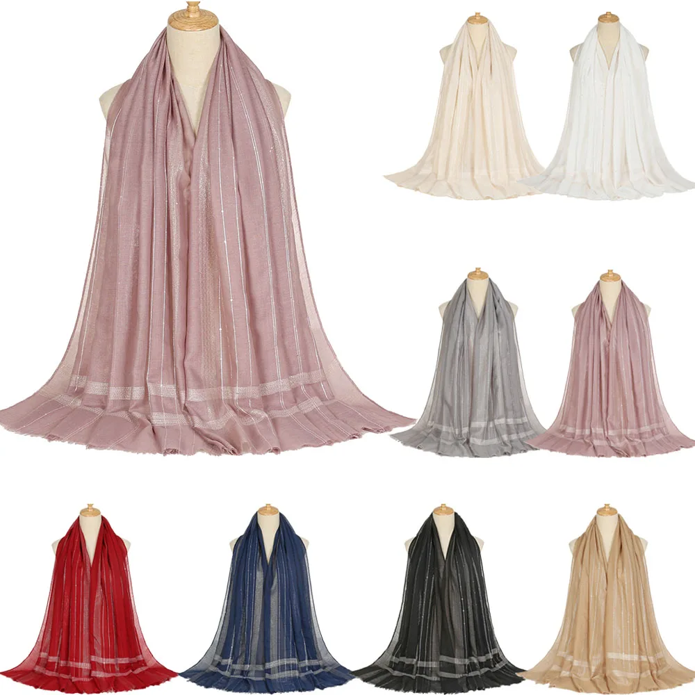 Простой пузырьковый хиджаб, шарф для женщин, дизайнерская полоса, однотонный фуляр, Женская Пашмина, мусульманская модель 2022, новая мода x 80 см