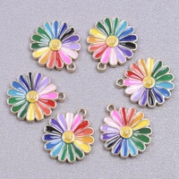 sunflower charm rainbow flower enamel charms for jewelry making supplies handmade necklace earrings diy accessories metal alloy