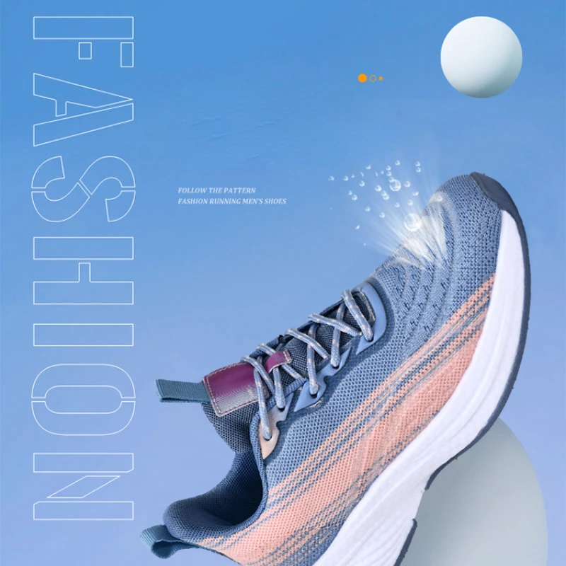 New Mesh Fashion Women's Running Shoes Lace-Up Sports Casual Sneakers Mesh Breathable Lightweight Comfortable Footwear