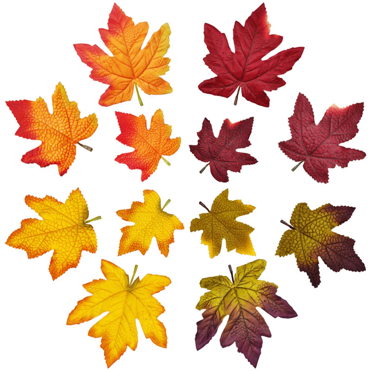 

Universal Maple Leaf 48Pcs Decor Fake Fall Leaves Party Replacement Silk Print Autumn Craft Durable High Quality