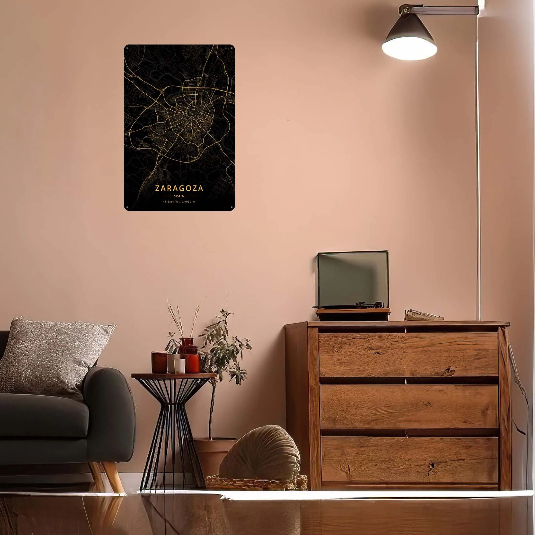 Zaragoza карта Испании металлический плакат украшение для дома металлическое