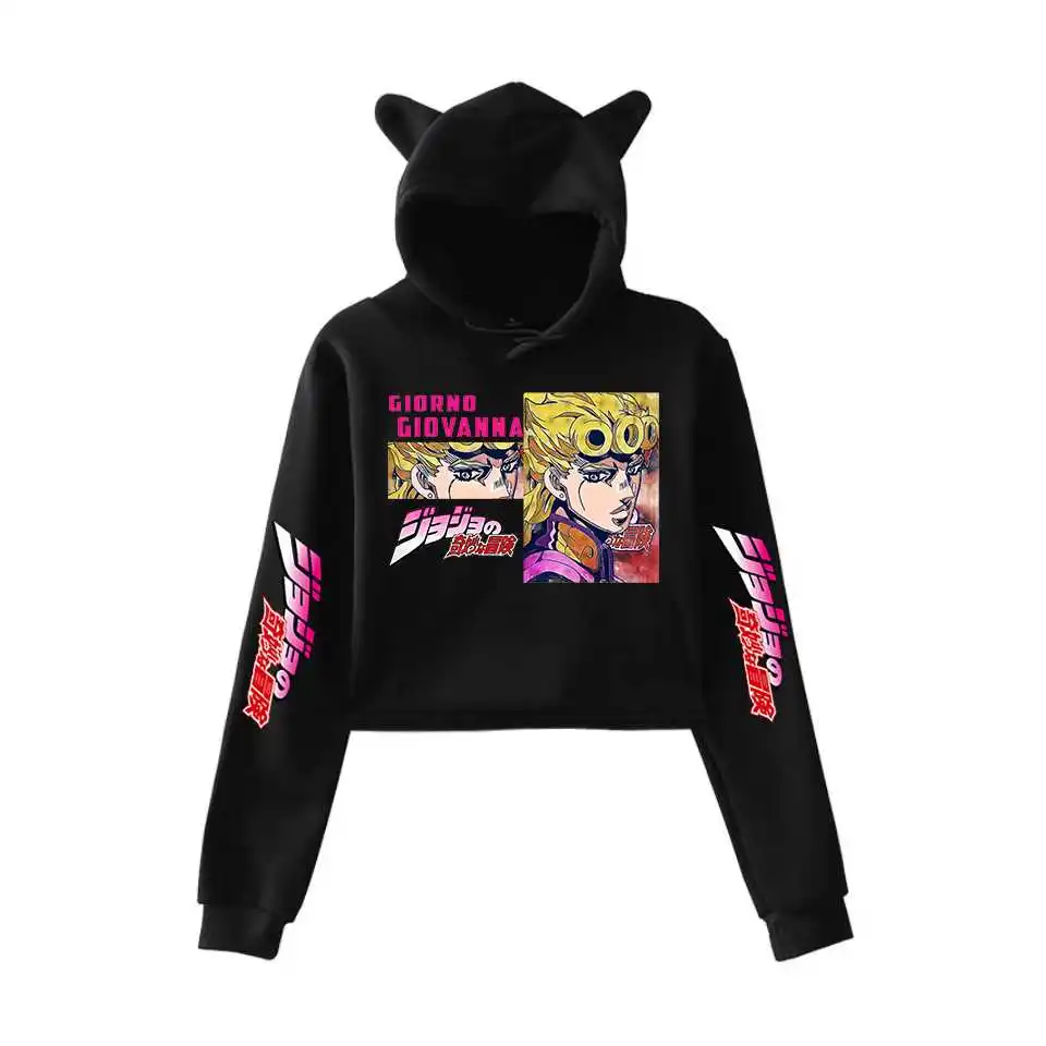 

Harajuku JOJO's Bizarre Adventure Unisex Hoodies Japanese Anime JOJO Printed Crop Top Men's Hoodie Streetwear Casual Sweatshirts