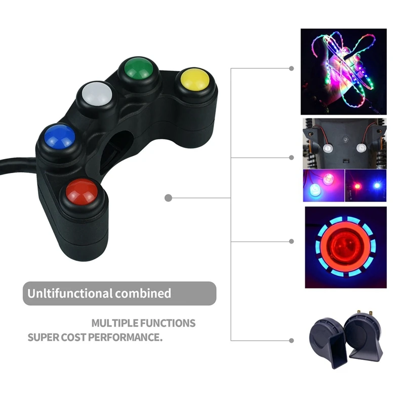 Универсальные мотоциклетные переключатели 5 кнопок 7/8 дюймов 22 мм на руль для