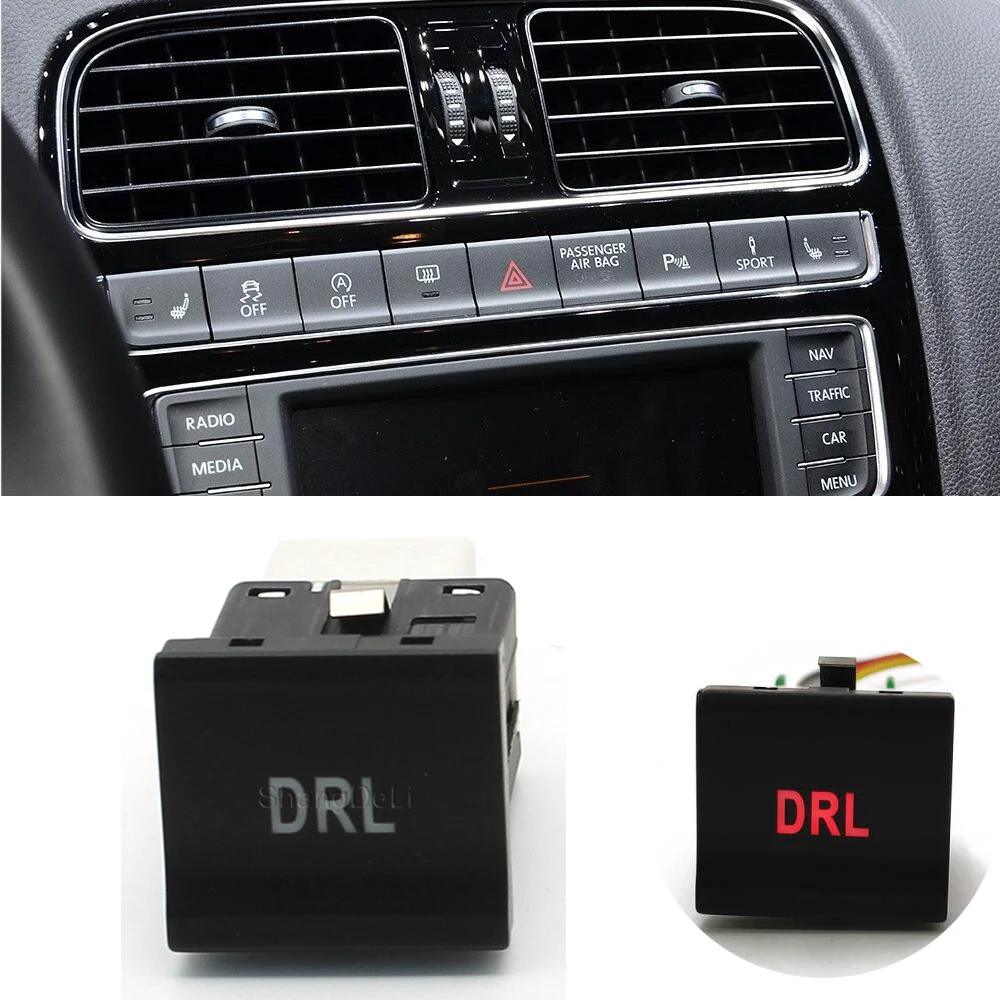 

Автомобильные аксессуары, автомобильный красный цвет, Φ DRL переключатель, кнопочный переключатель для vw polo 6c 2014 2015 2016