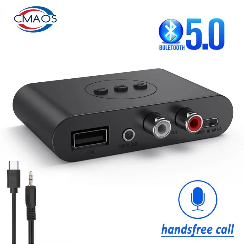 

Bluetooth 5.0 Receiver U Disk RCA 3.5mm AUX Jack Stereo Wireless Adapter with Mic For Speaker Amplifier Car Audio Transmitter