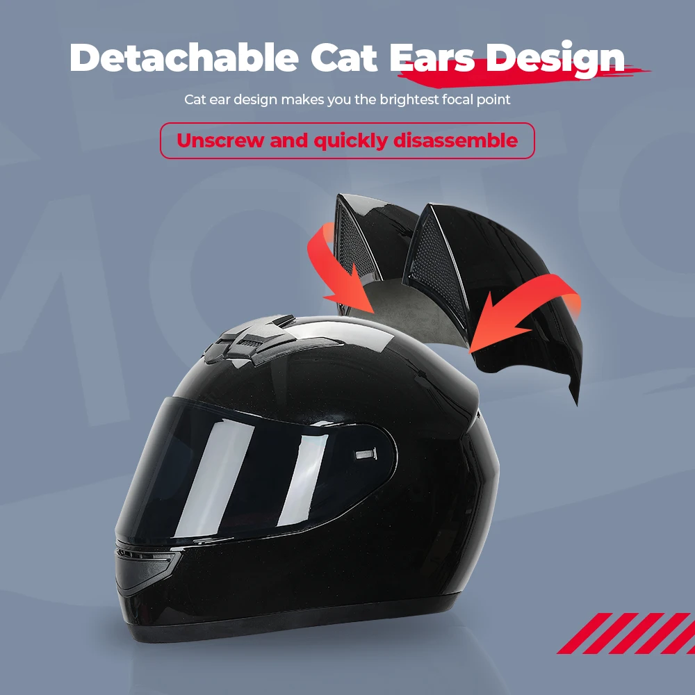 Cat Ears Motorcycle Helmets DOT Approved Full Face Helmet For Men Women Motocross Bike Helmet Capacete Casque Moto Helmet enlarge