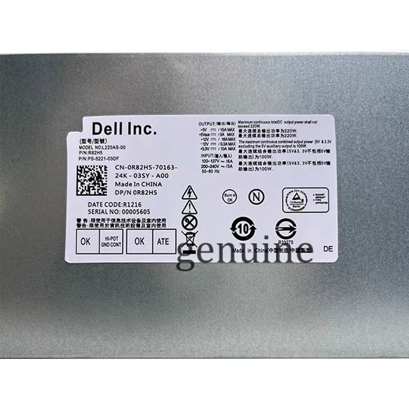 Новый оригинальный блок питания для DELL 660S 270S 220 Вт L220AS-00 H220NS-00 R82H5 TTXYJ O 429K9 100%