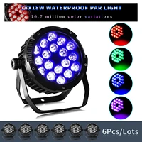 6pcslots ip65 waterproof 18x12w rgbw 4 in 1 18x18w rgbwa uv 6 in 1 led par light dmx spotlight dj disco equipment