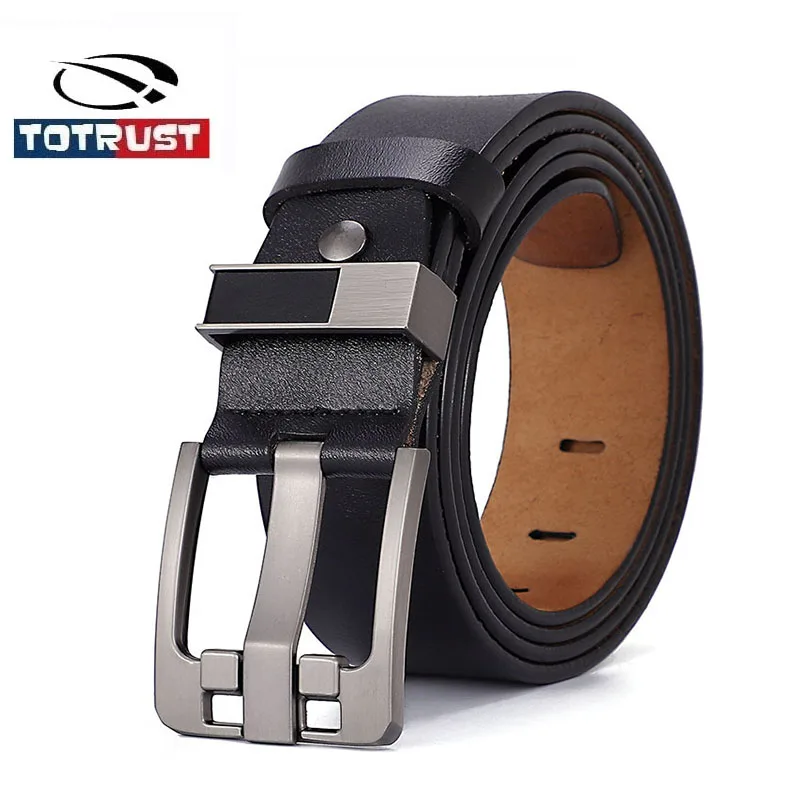 TOTRUST Fashion Leather Belt For Men 105-170CM High Quality Buckle Jeans Cowskin Casual Belts Business Cowboy Male Waistband