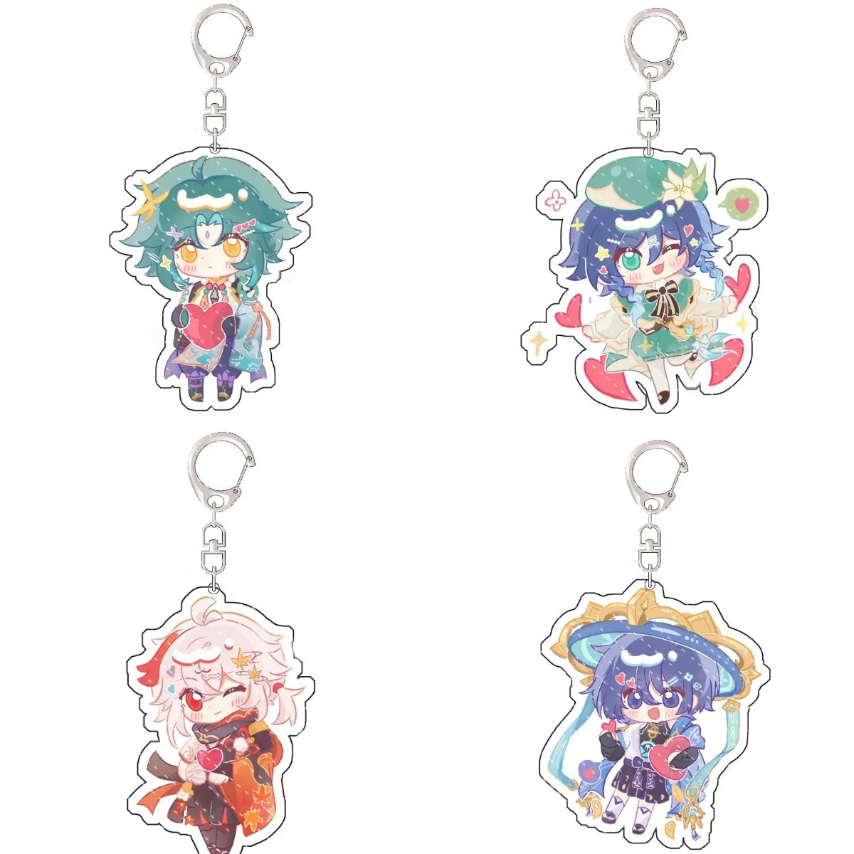 

Anime Genshin Impact Q Version Kawaii Xiao Scaramouche Venti Kaedehara Kazuha Cosplay Acrylic Keychain Decor Pendant Fans Gift