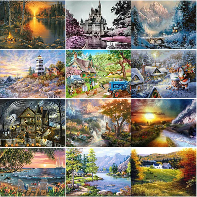 

5D DIY Diamond Painting Snow Sunset Scenery Embroidery Mosaic Handicrafts Pictures Full Drill Cross Stitch Kit Living Room Decor