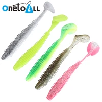 onetoall 20 pcs 130 mm 12 g long t tail wobbler worm soft lure with hook groove bass silicone swimbait saltwater fishing tackle