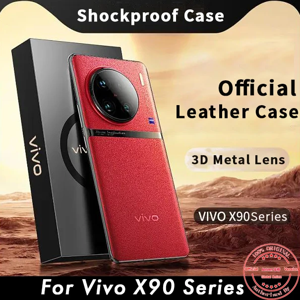 

Anteen Luxury Leather Case for Vivo X90 Pro Plus Series Plating Hard PU Shell Lens All-inclusive Protection Shockproof Cover