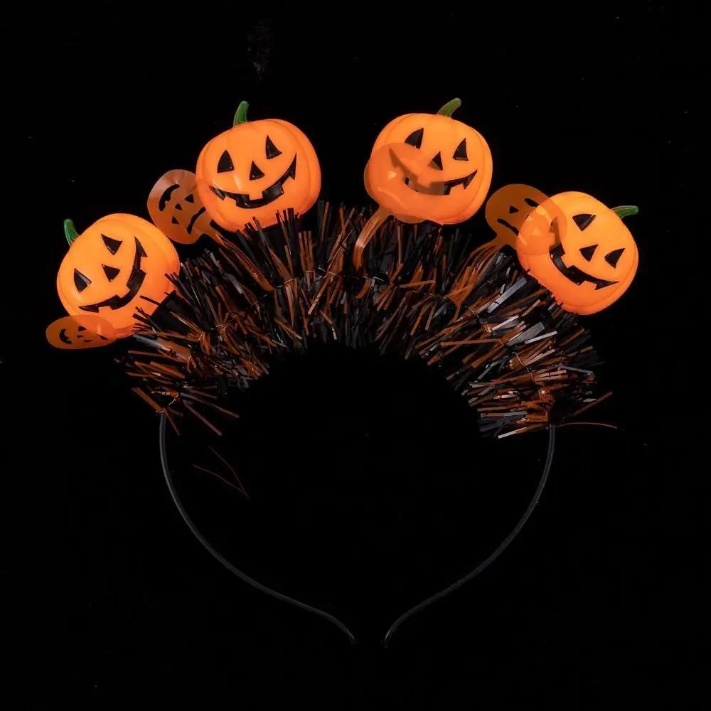 

Skull Halloween LED Pumpkin Headband Horror Ghost Funny Face Glitter Plastic Cosplay