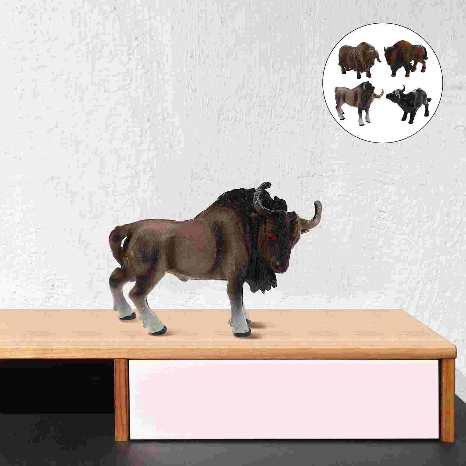 

4Pcs Simulation Miniature Cow Adornments Home Desktop Ornaments Children Toys