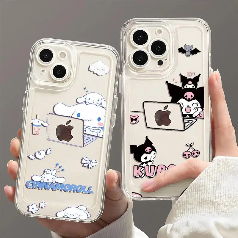 

Kawaii Sanrio милый мультяшный телефон женский Kuromi аниме Леопардовый принт плюшевый прозрачный Apple 12 13 14 15 телефон фотографический подарок