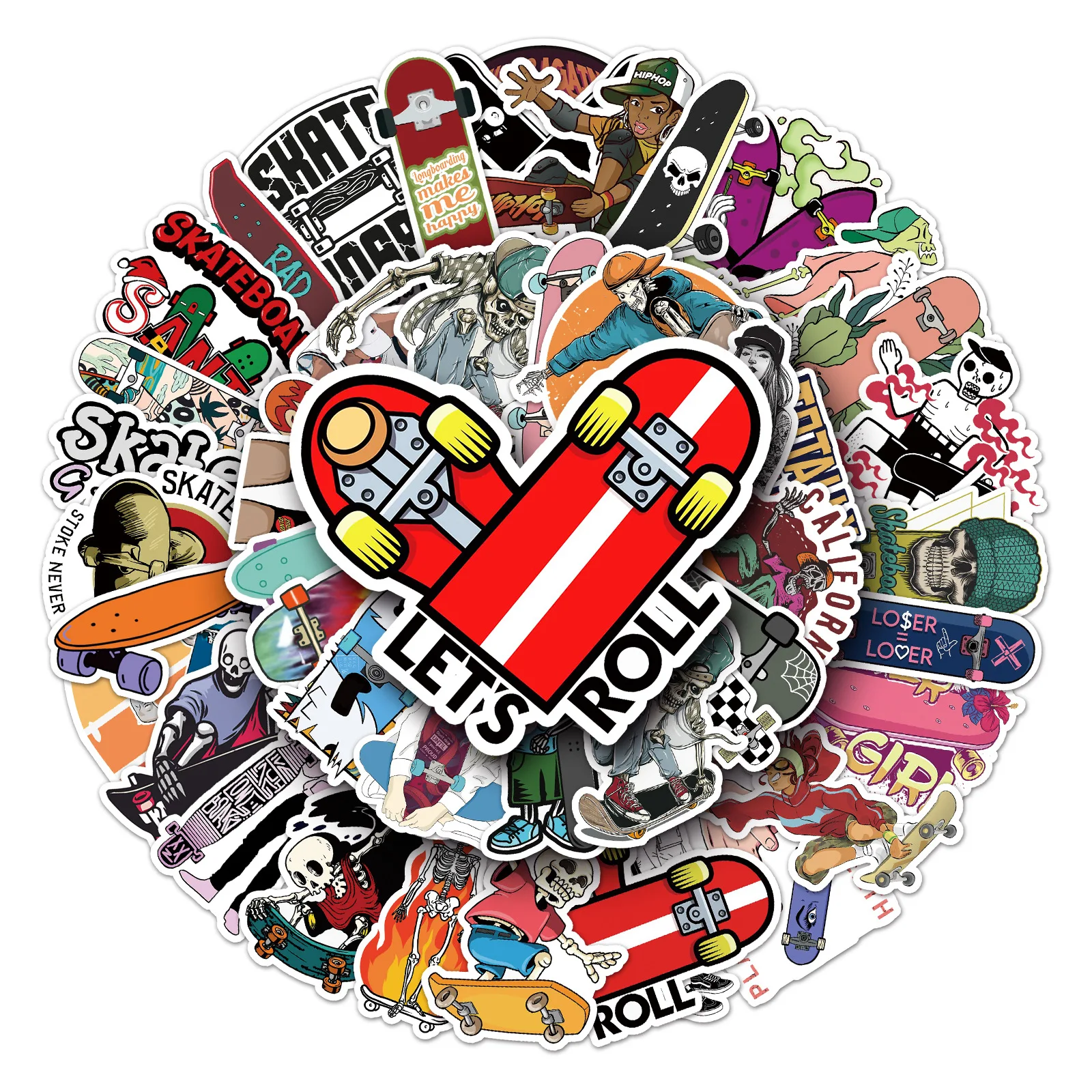 

10/30/50 Skateboard Graffiti Stickers, Cartoon Sports Stickers DIY Skateboard Luggage Stickers Waterproof