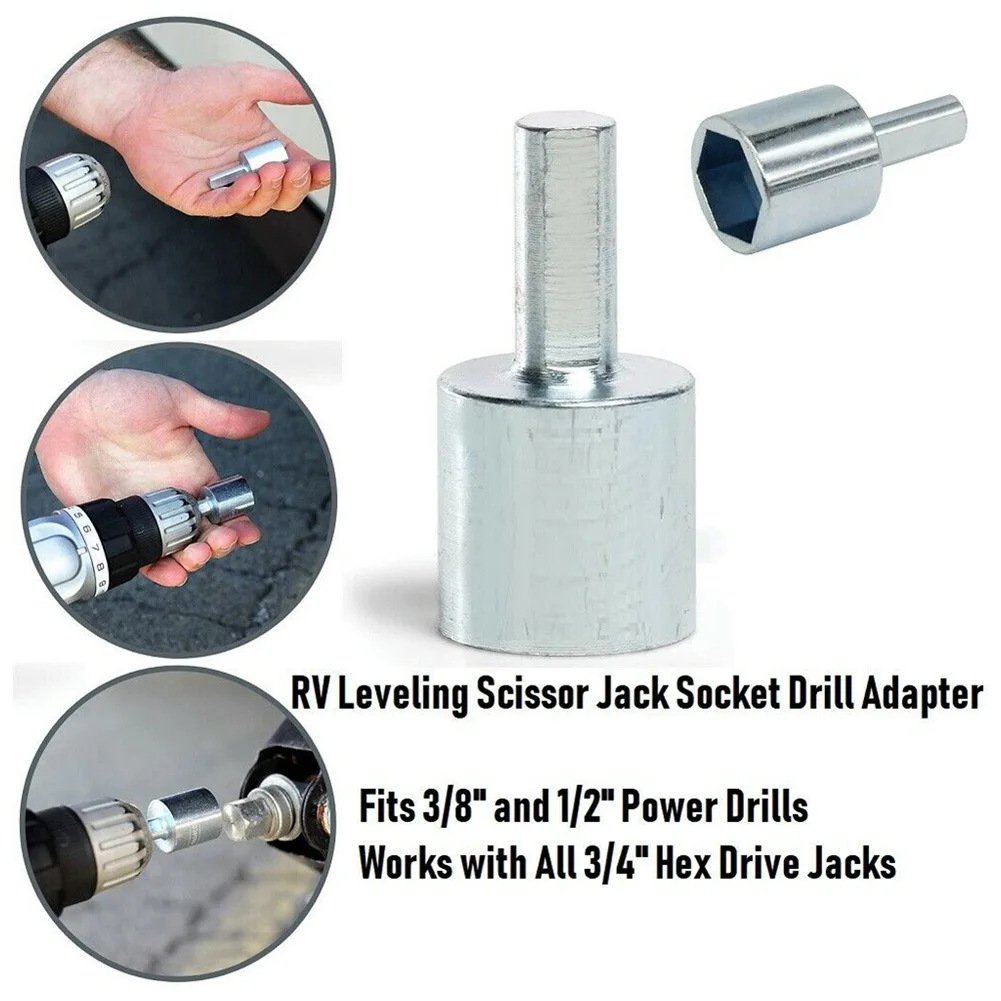 

Drill Adapter 3/8&1/2in Power Drills Connect Leveling Replace Scissor Silver Socket