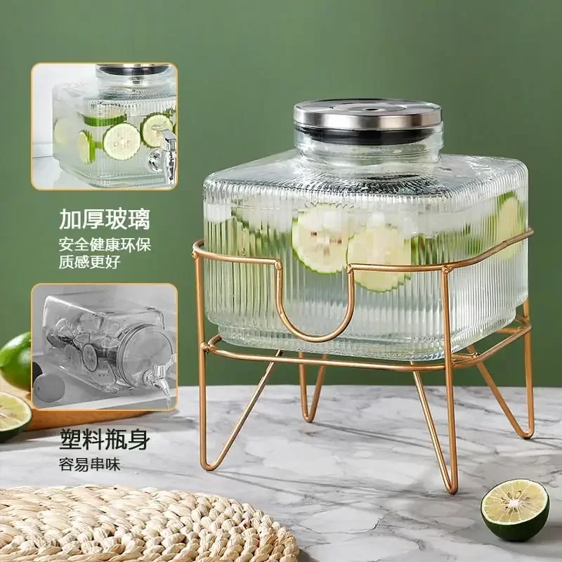 Стеклянный чайник для холодной воды с краном ведро фруктов холодильник холодные