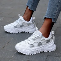 2022 new women clunky sneaker breathable lace up walking shoes couple platform non slip durable outdoor sports casual footwear