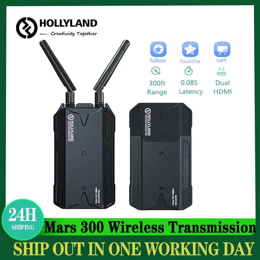 

Hollyland Mars 300 PRO Enhanced HDMI Wireless Video Transmission System for Videographer Photographer Filmmaker Cinematographer