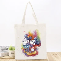 disney mickey and minnie ladies shoulder cartoon shopping bag girl fashion leisure tote bag solid color womens bag 2022 trend