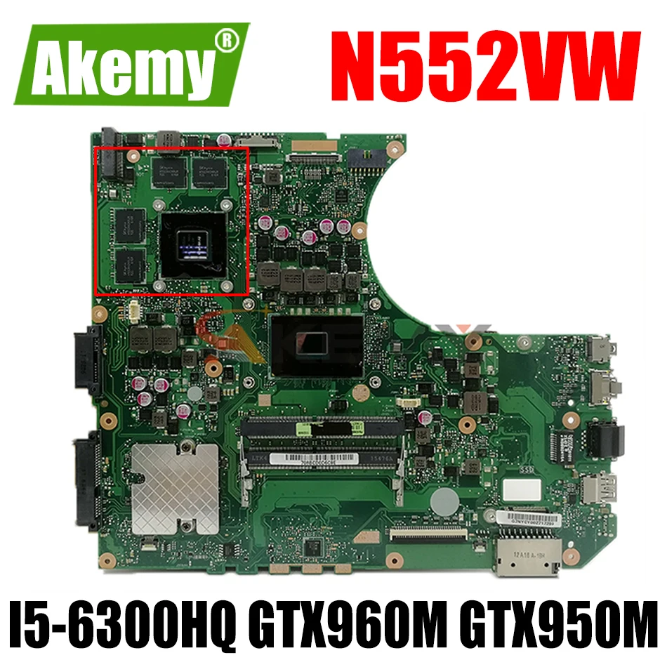 

Материнская плата Akemy N552VW для ноутбука ASUS VivoBook Pro N552VW N552VX, оригинальная материнская плата HM170 I5-6300HQ GTX960M GTX950M