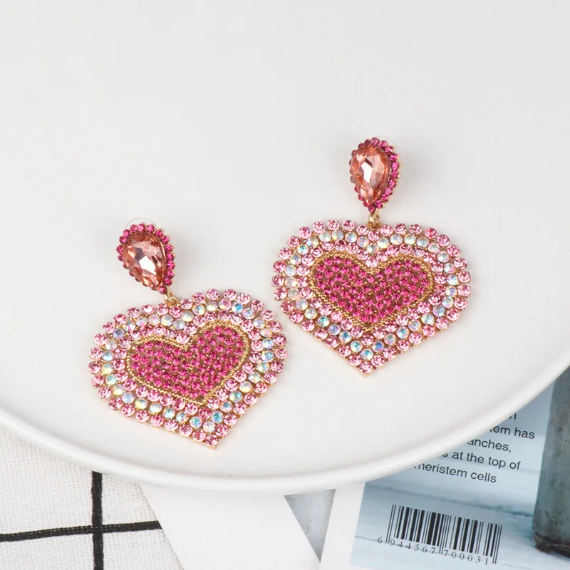 

2022 New Fashion Creative Colorful Diamond Heart Earrings