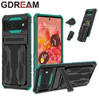 gdream shockproof card slot phone case for google pixel 6 bracket stand card package protective cover for google pixel 6pro 6a