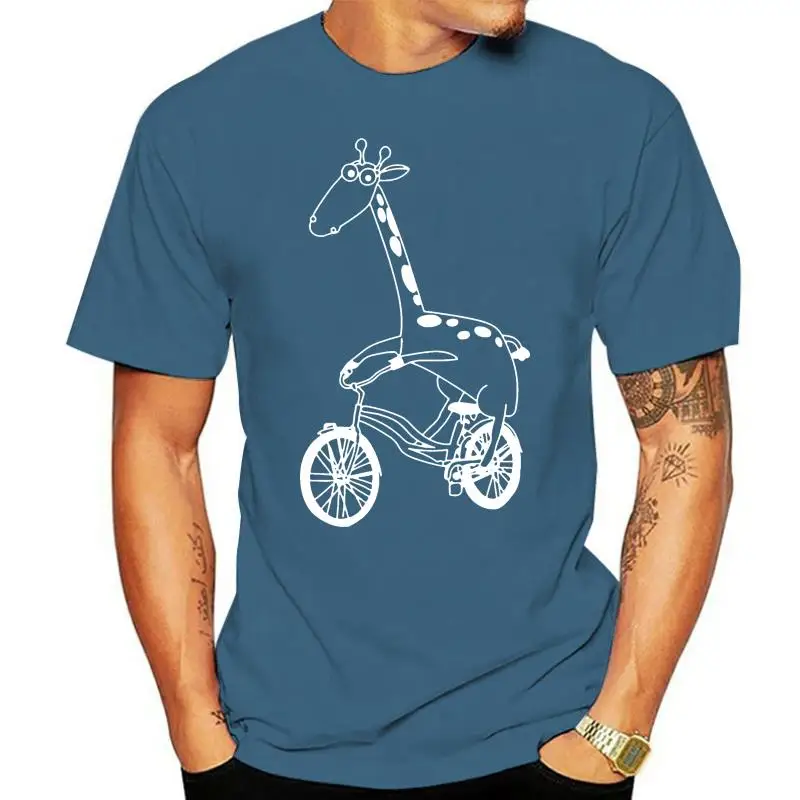 

Casual Giraffe On The Bike T Shirt For Men Cotton Boy Girl Tshirts O Neck Short Sleeve