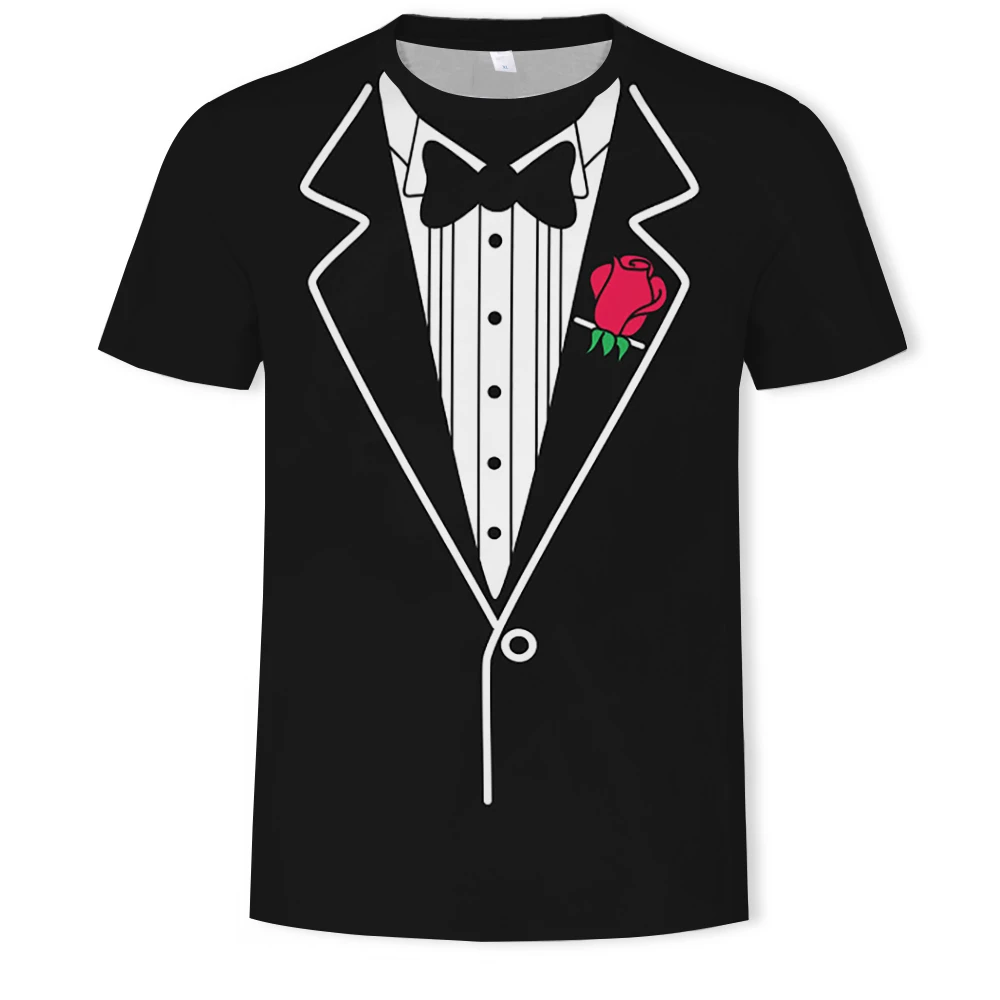 

New False Two-piece Pattern Men And Women 3d Printing Fashion T-shirt Casual Personality Street Wind Light And Breathable .