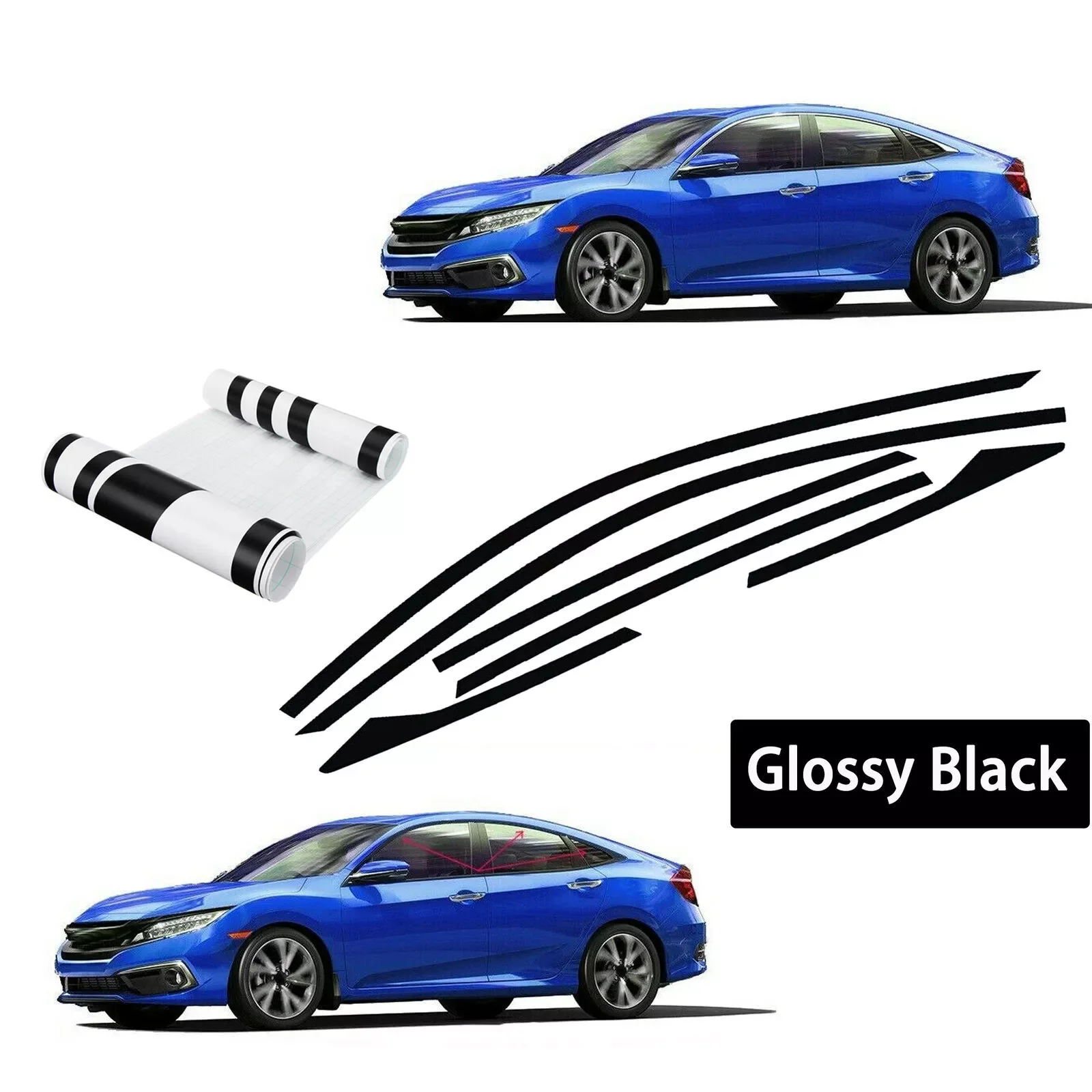 

Car Sticker Side Window Vinyl 6pcs For Honda Civic 10th Gen 2016-2019 4dr Sedan AutoExterior Accessories Car Decoration