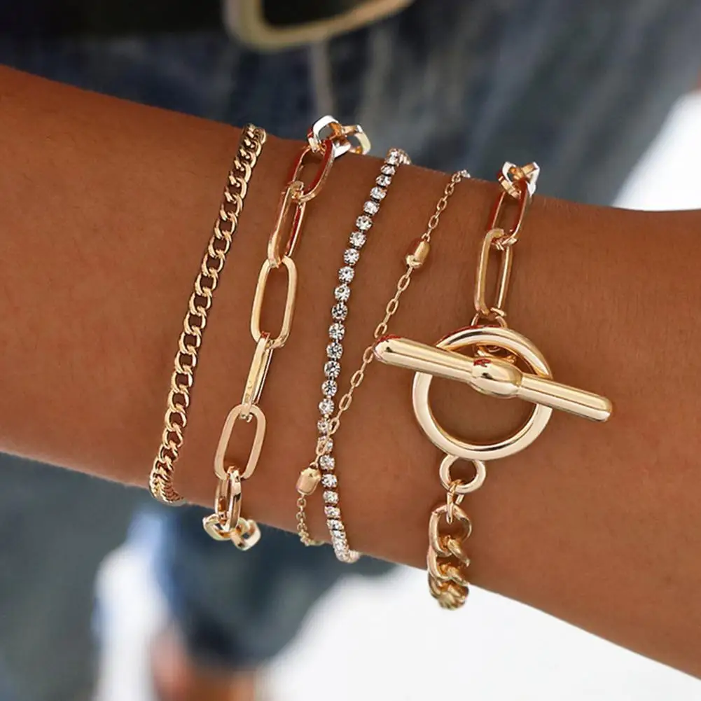 

Dress Up Accessory Five Layers Rhinestones Bracelets for Daily Wear