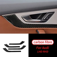for audi q7 sq7 4m 2016 2019 real carbon fiber inner door handle bowl panel cover trim auto interior accessories
