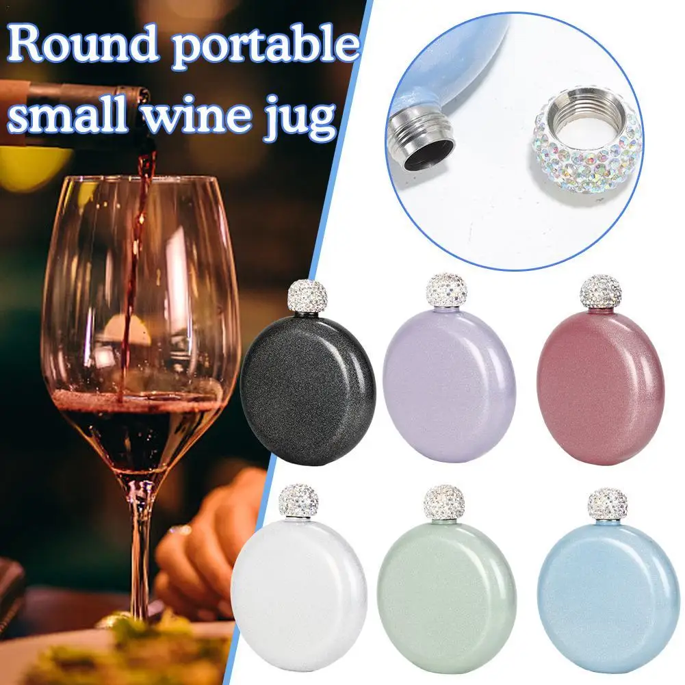 

Stainless Stee 5oz Portable Wine Pot Hip Flask for women diamond-mounted small Alcohol Drinking Bottle outdoor tools