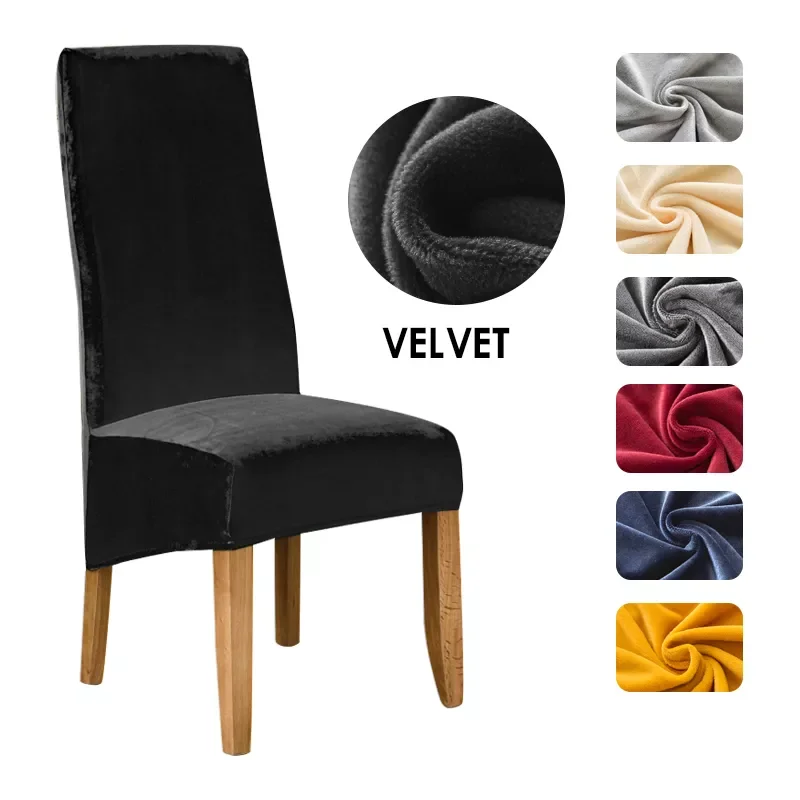 

Velvet Spandex Chair Covers for Dining Room Kitchen Hotel Banquet Stretch M/LSize Chair Protectors Slipcovers Removable Washable