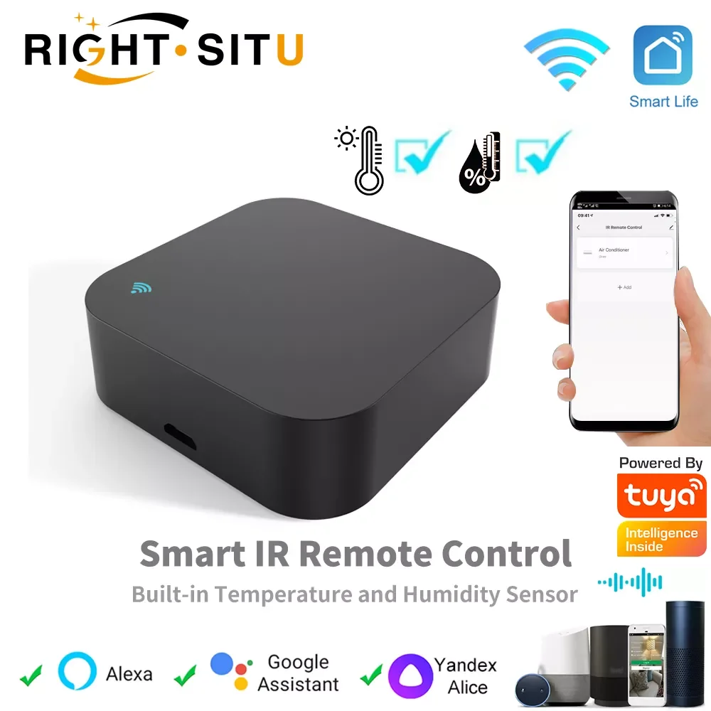 

NEW2023 Smart IR Remote Control Built-in Temperature and Humidity Sensor for Air Conditioner TV DVD AC Works with Alexa,Google H