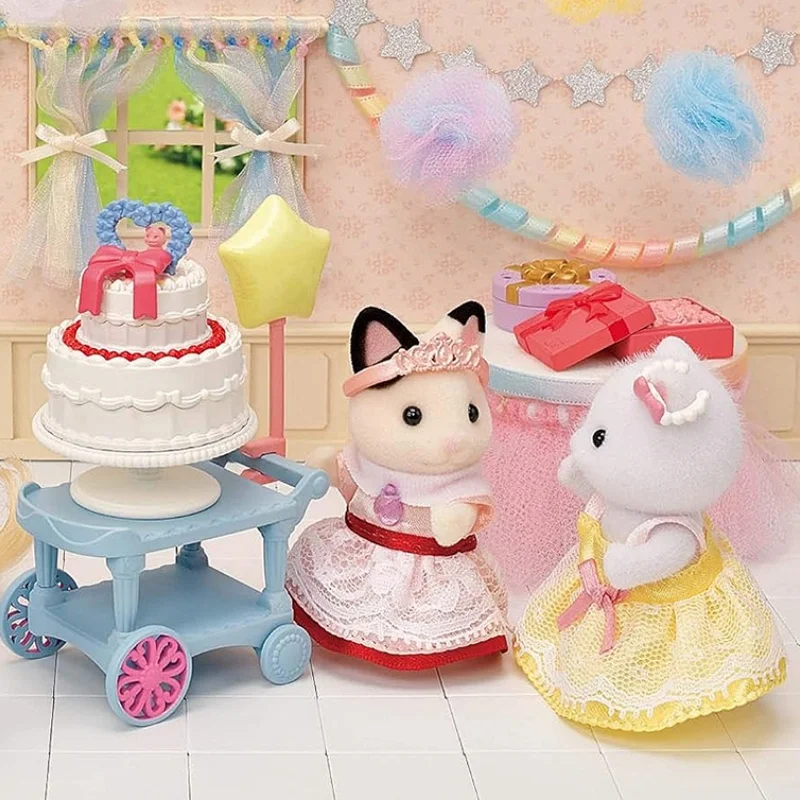 Новый Sylvanian Families аниме-фигурка серии черные уши кошка праздничный набор кукла